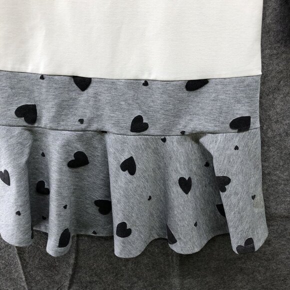 NWT Lands' End Girls Size M 10-12 Dress Ponte Knit Gray Long Sleeve Heart - Picture 4 of 6